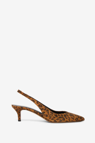 Padim slingback-pumps i leopardmønstret ruskind