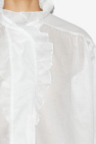 Pamiala Frilly Blouse i ensfarget bomullsvoile