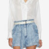 Pamiala Frilly Blouse i ensfarget bomullsvoile Pamiala Frilly Blouse i ensfarget bomullsvoile
