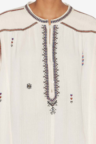 Pelson brodert bluse i gasbind