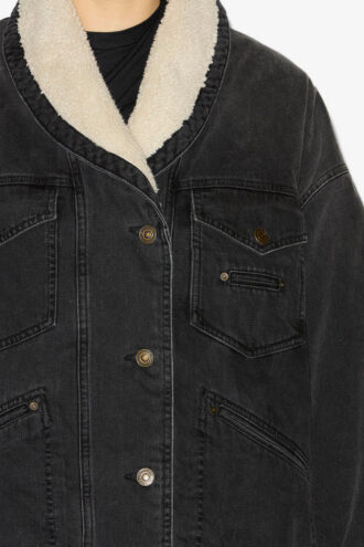 Pimia jakke i denim og fuskepels