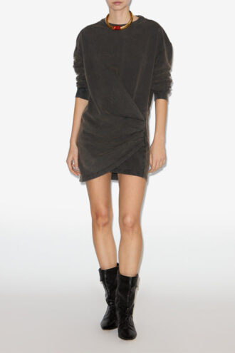 Pipper drapert jersey-sweatshirtkjole