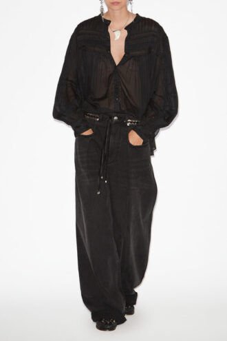 Plalia bluse i rynket bomullsvoile Plalia bluse i rynket bomullsvoile