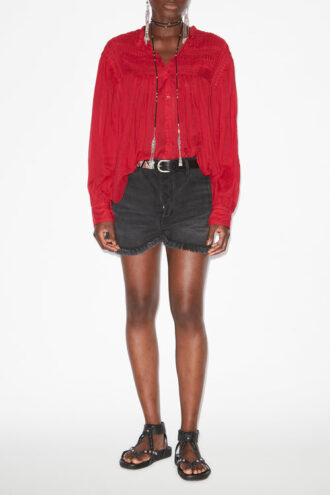 Plalia bluse i rynket bomullsvoile Plalia bluse i rynket bomullsvoile