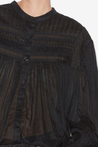 Plalia bluse i rynket bomullsvoile Plalia bluse i rynket bomullsvoile