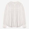 Plalia-bluse i rynket, ensfarget bomullsvoile Plalia-bluse i rynket, ensfarget bomullsvoile