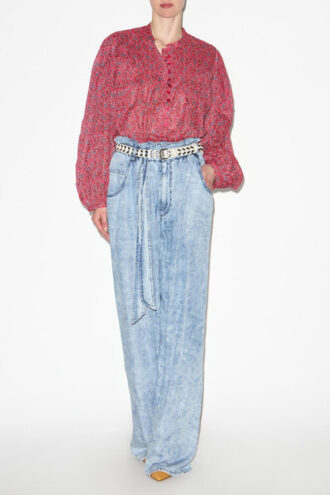 Salika-bluse i bomullsvoile med print