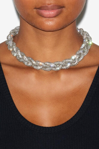 Yua flettet choker med rhinestones