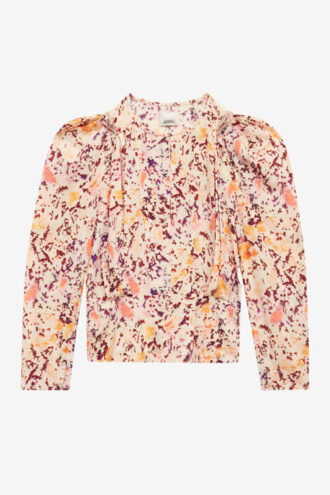 Zarga Plissert bluse i trykt silke