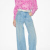 Zarga Plissert bluse i trykt silke