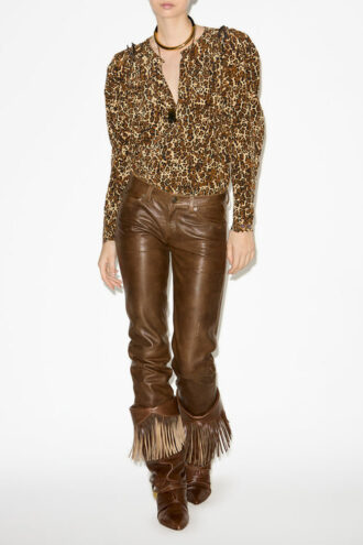 Zarga Plissert bluse i trykt silke
