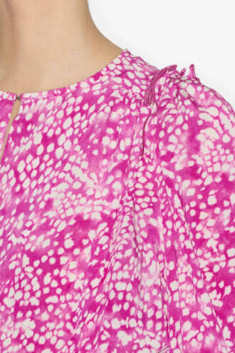 Zarga Plissert bluse i trykt silke