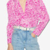 Zarga Plissert bluse i trykt silke
