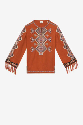 Zelda brodert Matka-silkebluse Zelda brodert Matka-silkebluse