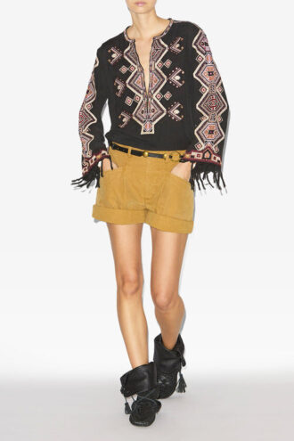 Zelda brodert Matka-silkebluse Zelda brodert Matka-silkebluse