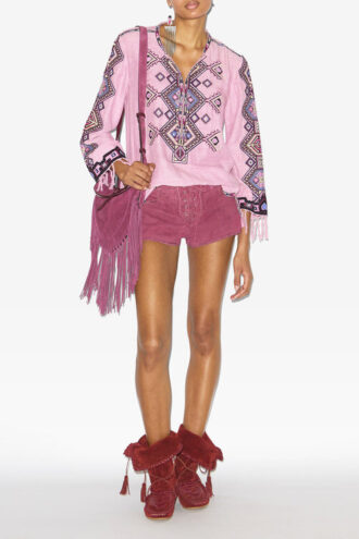 Zelda brodert Matka-silkebluse Zelda brodert Matka-silkebluse