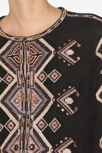 Zelda brodert Matka-silkebluse Zelda brodert Matka-silkebluse