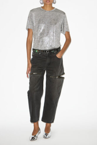 Zoeline Metallic Jersey T-skjorte med logoer